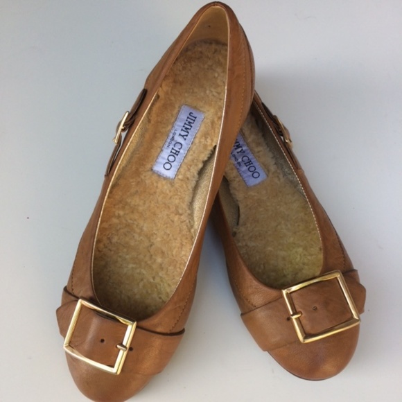 Jimmy Choo Shoes - Jimmy Choo Leather Buckle/Shearling Flats 8.5